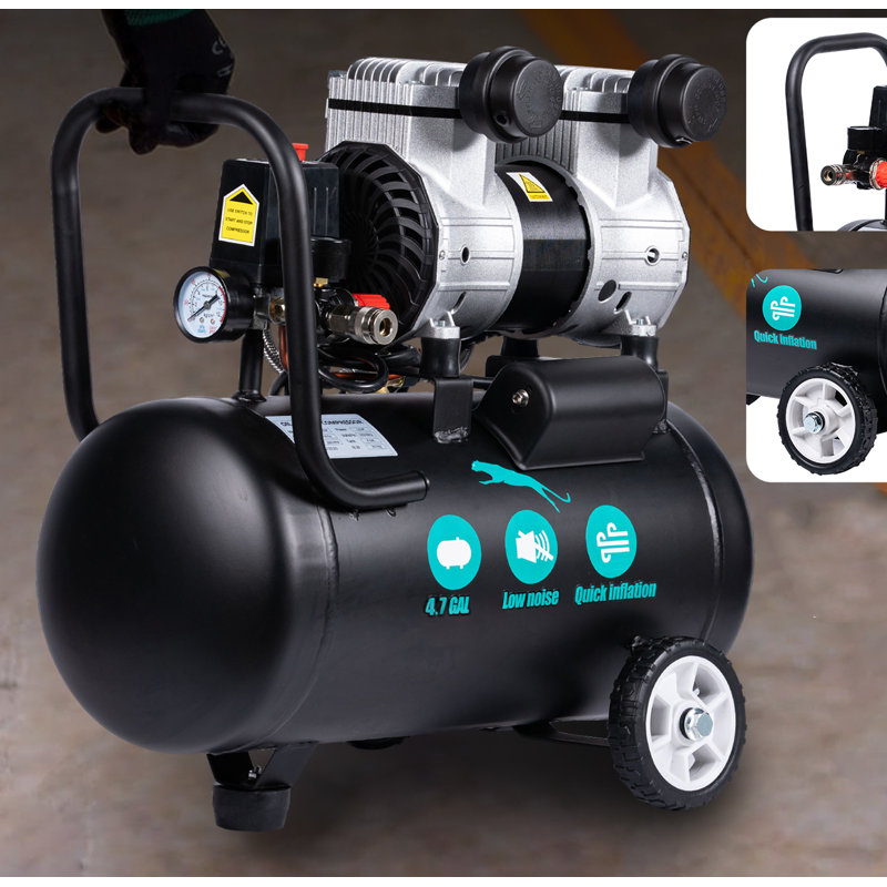 Steel Horizontal Air Compressor, 17.70" H x 18.80" W x 6.50" D