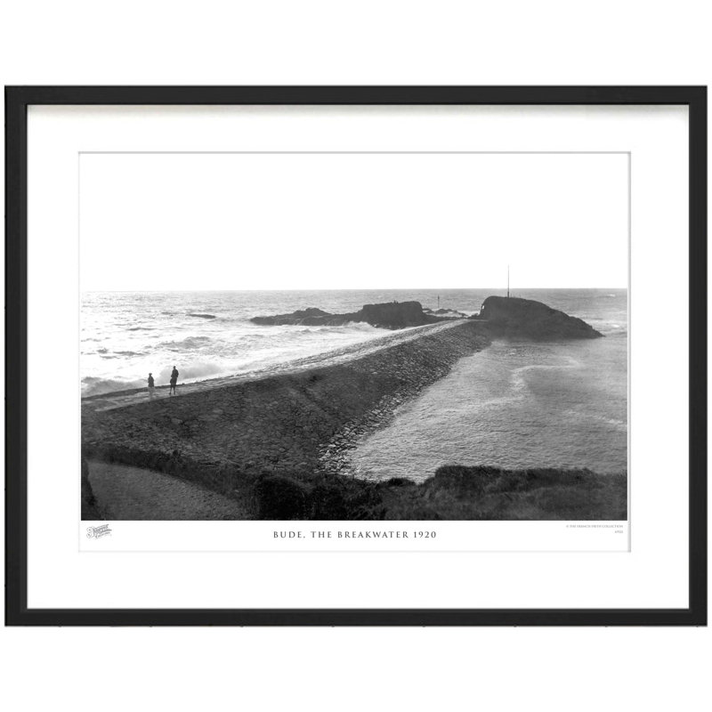 Bude, The Breakwater 1920 - Single Picture Frame Print on Wood, 60cm H x 80cm W x 2.3cm D