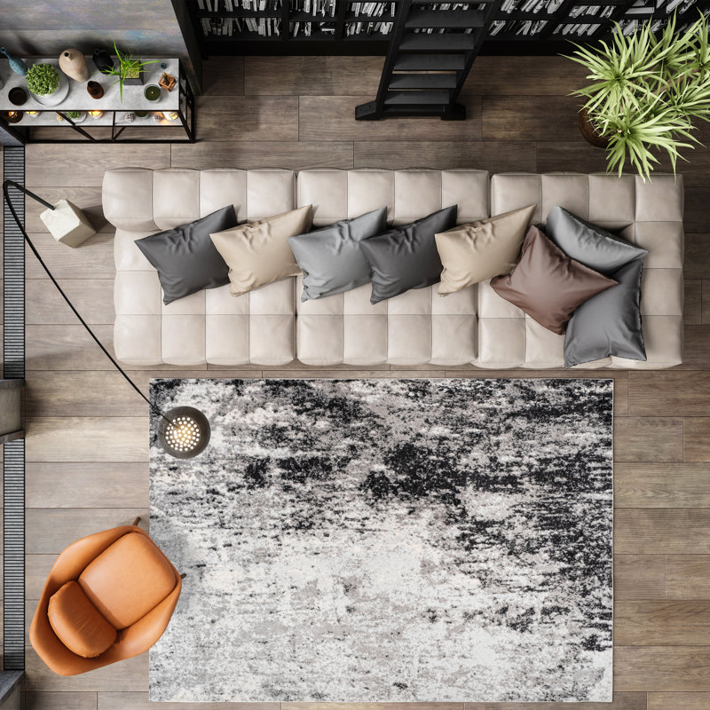 Tapis gris / crème Storm, Rectangle 5 pi 3 po x 7 pi 6 po