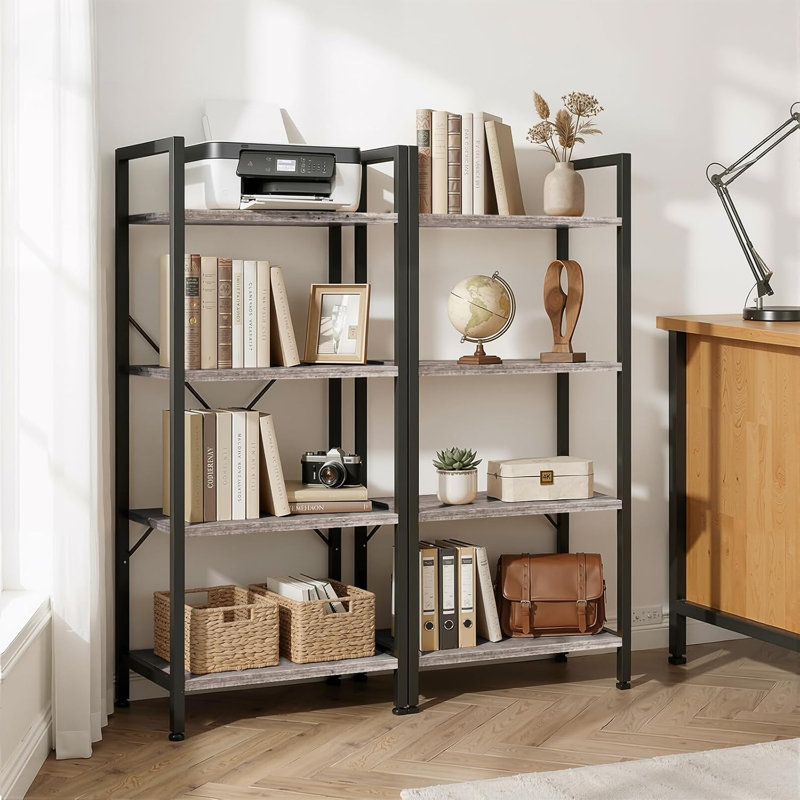 4 Tiers Bookshelf, Classical Book Shelf, Tall Display Shelves In Living Room/Home/Office, Storage Organizer For Cds/Books/Movies