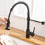 Robinet de cuisine noir commercial avec douchette - remplissage en céramique, durabilité accrue, pour arroser les taches et porter une fuite rétractable mate, débit multifonctionnel