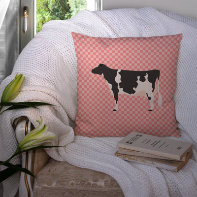 Eclectic Cow Check Outdoor Throw Pillow