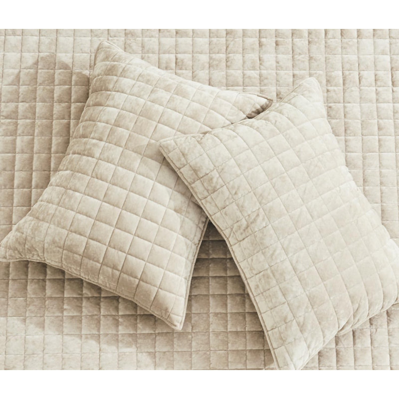 Luxury Velvet King Quilt Set for All Season, Beige
