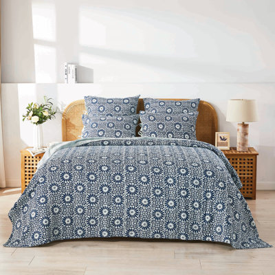 Handstitched Flower Kantha Coverlet