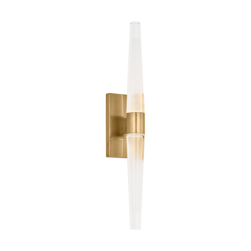 Sean Lavin Lassell 2-light single short wall sconce in polished nickel finish with crystal shades, Hand Rubbed Antique Brass