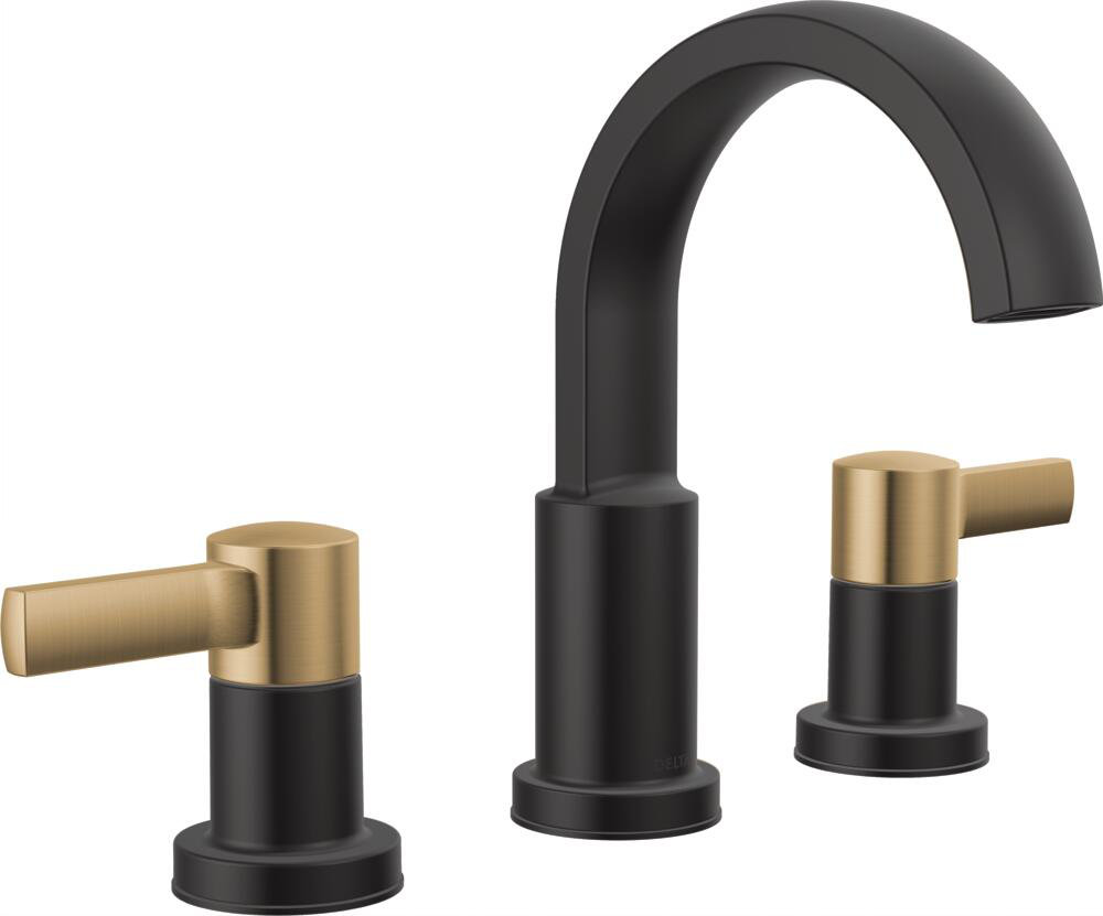 Albion Widespread Bathroom Faucet with Drain, Matte Black/Champagne Bronze