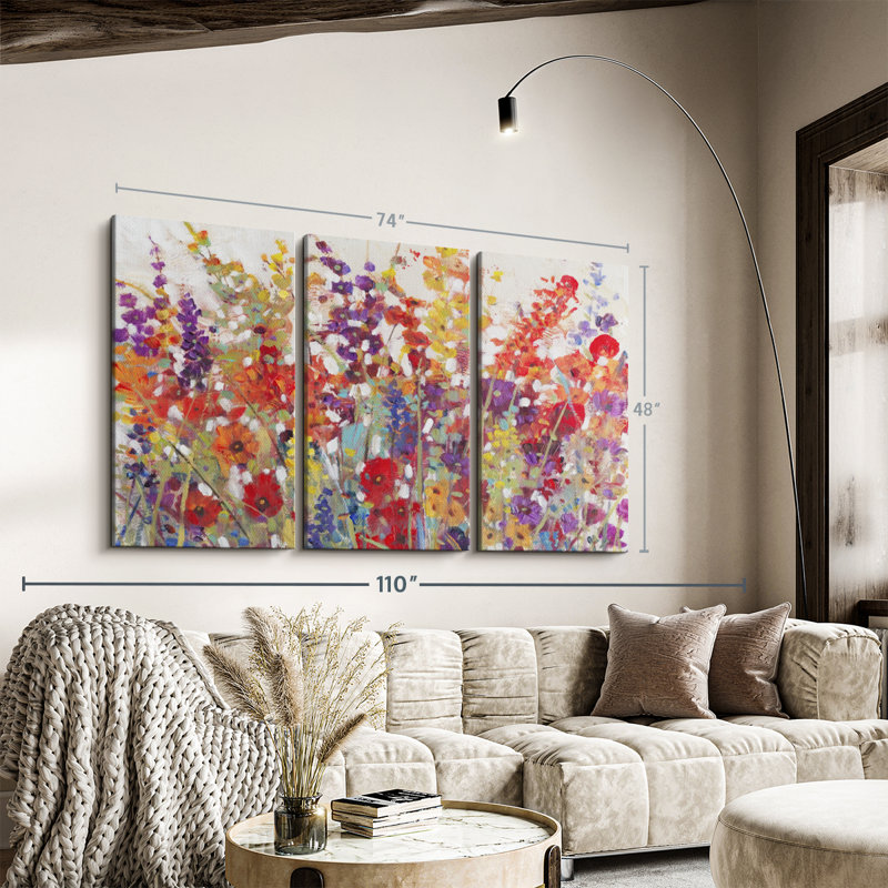 «Variété de fleurs II», 3 pièces, H 48 po x l 74 po
