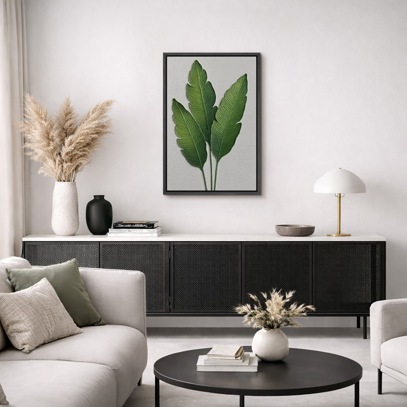 Simple, feuille de bananier, art botanique, art contemporain, impression sur toile encadrée, H 24 po x l 16 po x P 1,5 po
