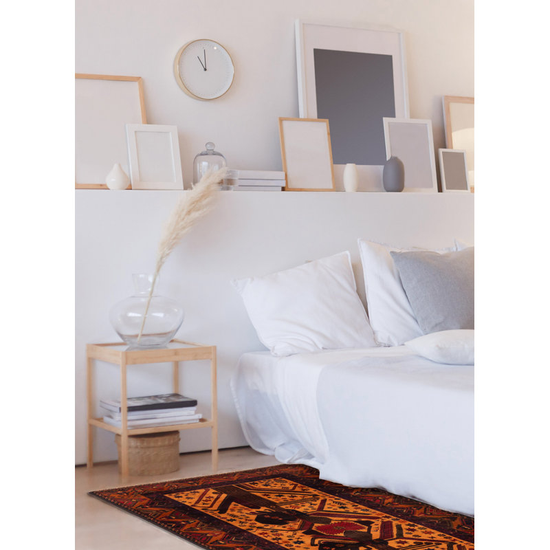 Tapis orange Teimani 3 pi 10 po x 6 pi 7 po
