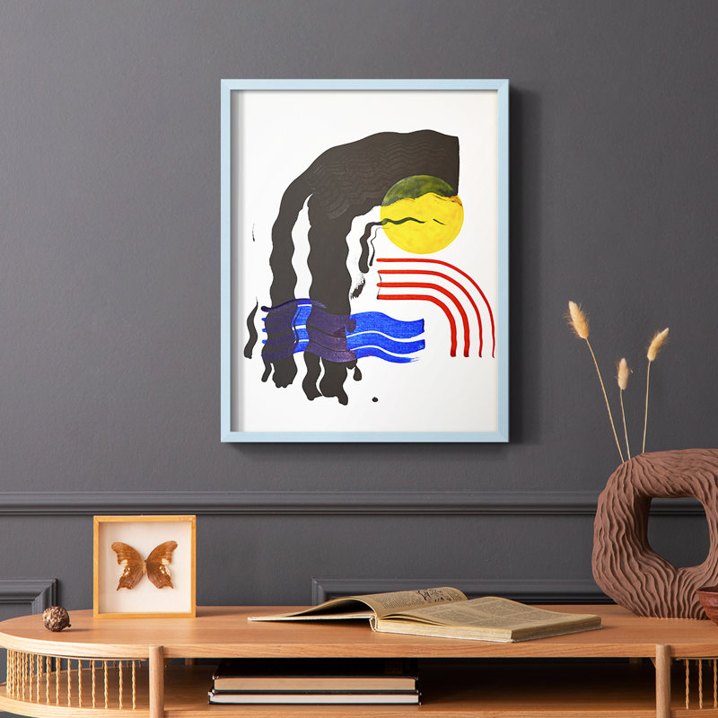 Shifting I, reproduction encadrée - bois massif, Cadre simple bleu, H 10 po x l 8 po