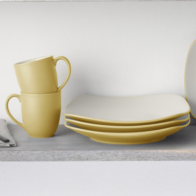 Noritake Colorwave Square Dinner Plates, 10-3/4", Mustard