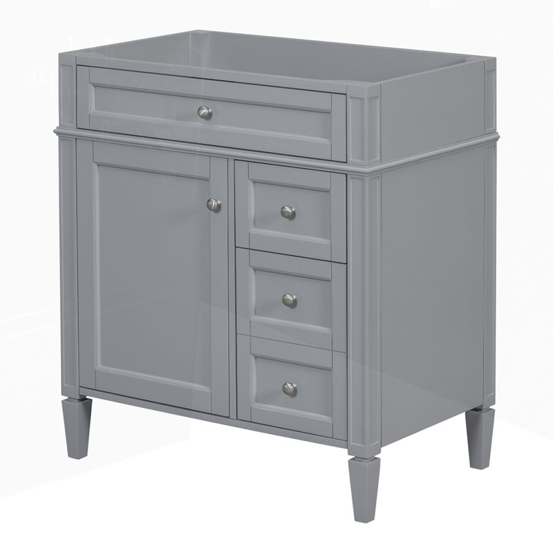 Armoire de rangement pour meuble-lavabo de salle de bain sans lavabo supérieur avec 2 tiroirs et un tiroir basculant