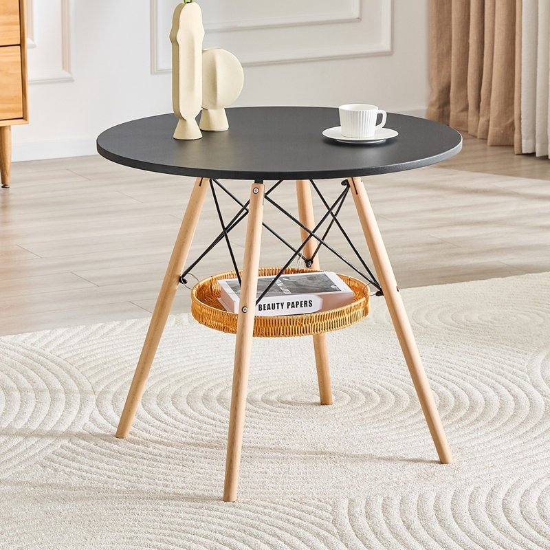 Table de salle à manger circulaire de 31,5 pouces de diamètre, Noir, Bois