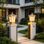 Lampadaire noir à double usage solaire et câblé noir, DEL 4 couleurs, étanche IP65, avec télécommande, pour barrière extérieure et patio-335192377-335192376