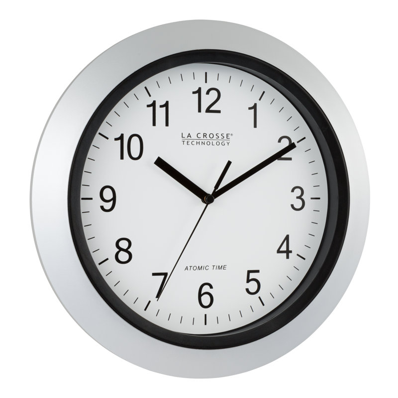 Horloge murale analogique 12 "Weatherby, Argenté