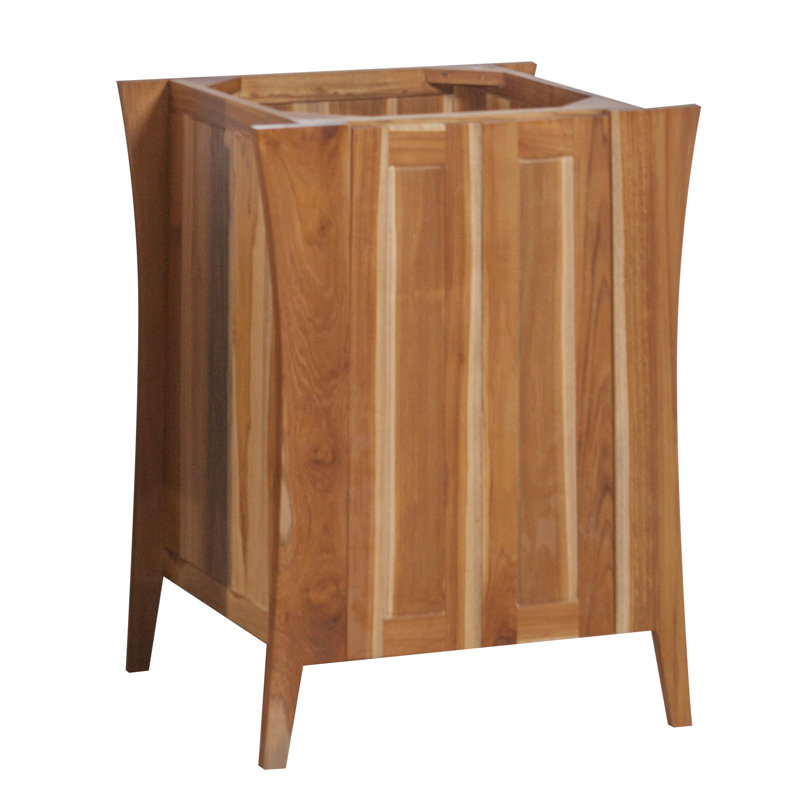 EcoDecors' Curvature Solid Teak, 24' W, Teak Bathroom Vanity, Wood Bathroom Vanity, Bathroom Vanity Cabinet, Vanity Bathroom, Bath Vanity, Soft Close Drawers, Teak, Wood Vanity, in Earthy Teak