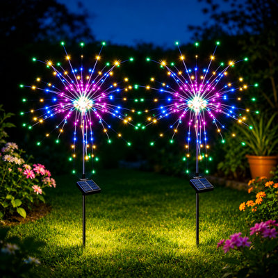 8 lumières de feux d'artifice solaires d'extérieur 120 lumières à DEL pour le 4 juillet