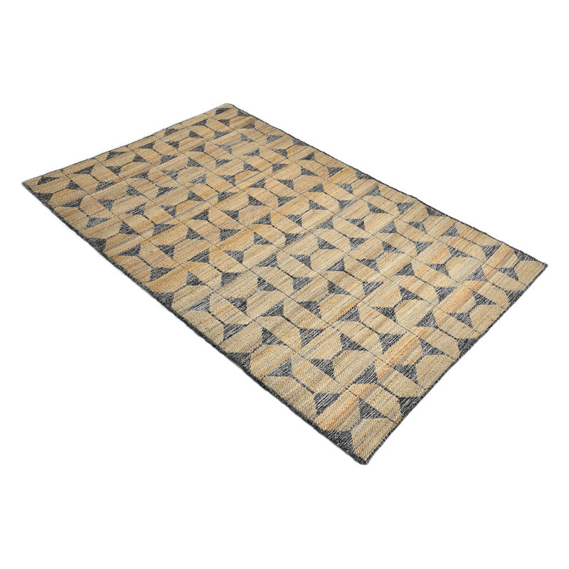 Geometric Area Rug in Light Brown/Black, Rectangle 3' x 5'