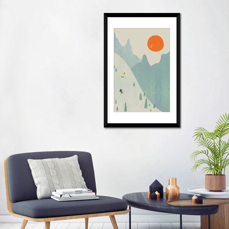 «Ski Set Ii» par Flatowl - impression d'art graphique, H 24 po x l 16 po x P 1 po, Cadre noir