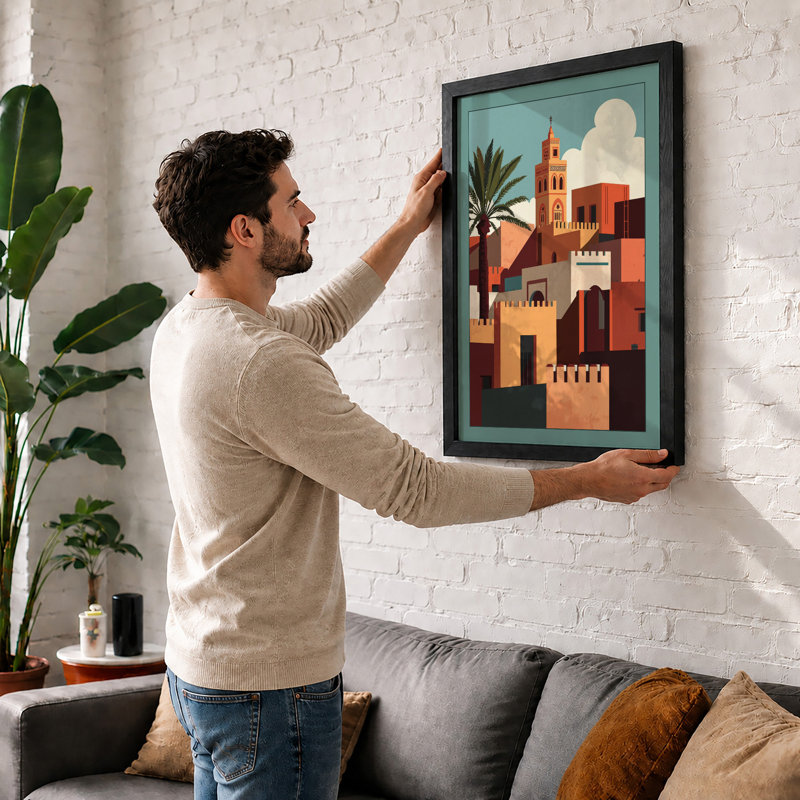Desert Settlement Art Deco - Framed Print, A3 - 42.0 x 29.7 cm, Unframed