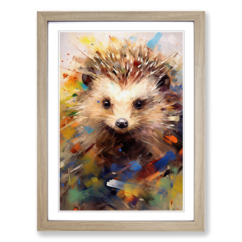 Hedgehog Gestural Art - Framed Print