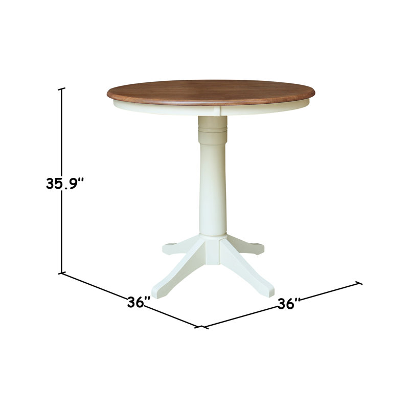 Table de salle à manger Gianluka, H 35,9 po x L 36 po x l 36 po, Noyer blanc / écorce
