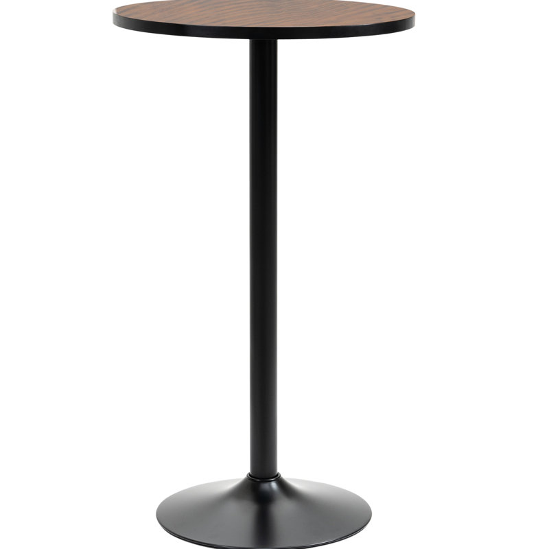 Table ronde à hauteur de barre de 42 po de hauteur avec base en bois rustique et en métal - polyvalente pour la fabrication de dessus de texture intérieur et extérieur