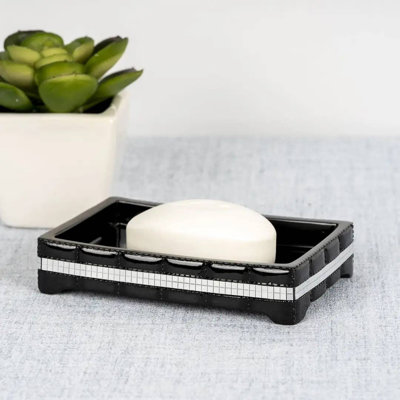 Porte-savon Oneita pour comptoir de salle de bain, douche et cuisine | Résine noire