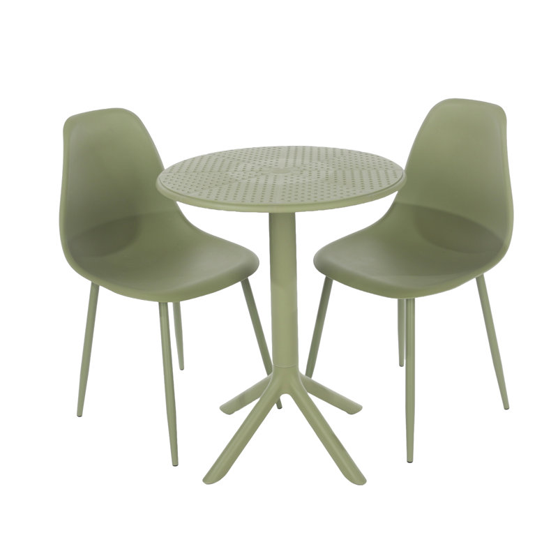 Athens 2 - Person Patio Dining Set with Round Table, Green