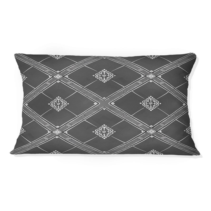 Coussin lombaire traditionnel gris à motif argyle II