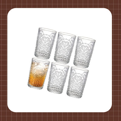 Romantic Water Glasses, 12 Oz Clear Drinking Glasses Tumblers Embossed, Vintage Glassware Set For Juice, Whisky, Beverages, Beer, Cocktail -  Eternal Night, EternalNight3edaf2c