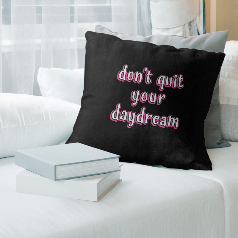 Housse de coussin en lin ne pas quitter votre daydream quote tableau noir style, 20 po x 20 po, Rose