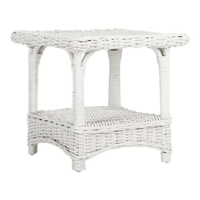 Bowen White Wicker and Rattan Box Accent Table