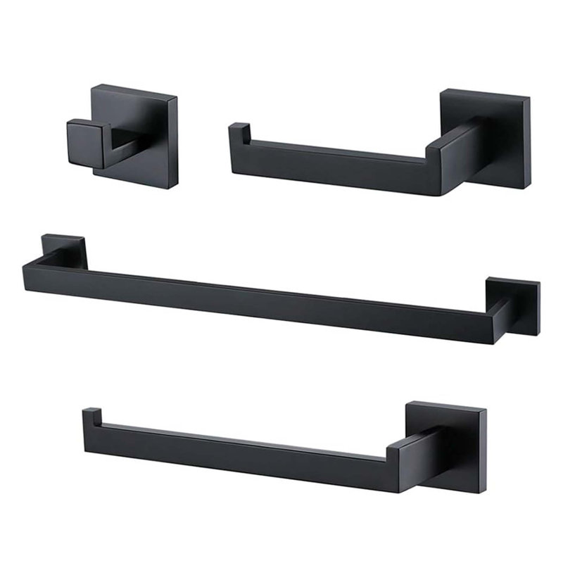4 - Piece Bathroom Hardware Set, Matte Black