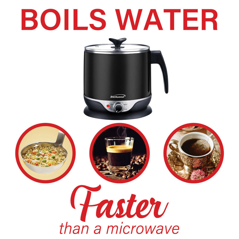 Brentwood 1.9 Quart Black Stainless Steel Electric Hot Pot Steamer