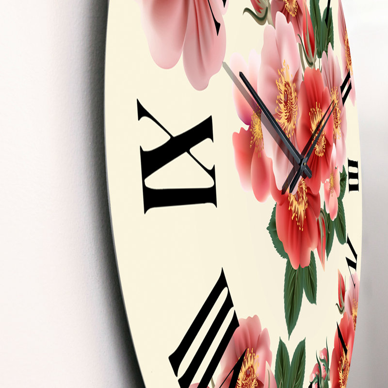 Vintage Red Roses - Horloge murale traditionnelle, Surdimensionné