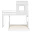 Lit superposé simple en bois sur lit double, lit mezzanine avec maisonnette, maison de campagne, échelle et garde-corps, blanc