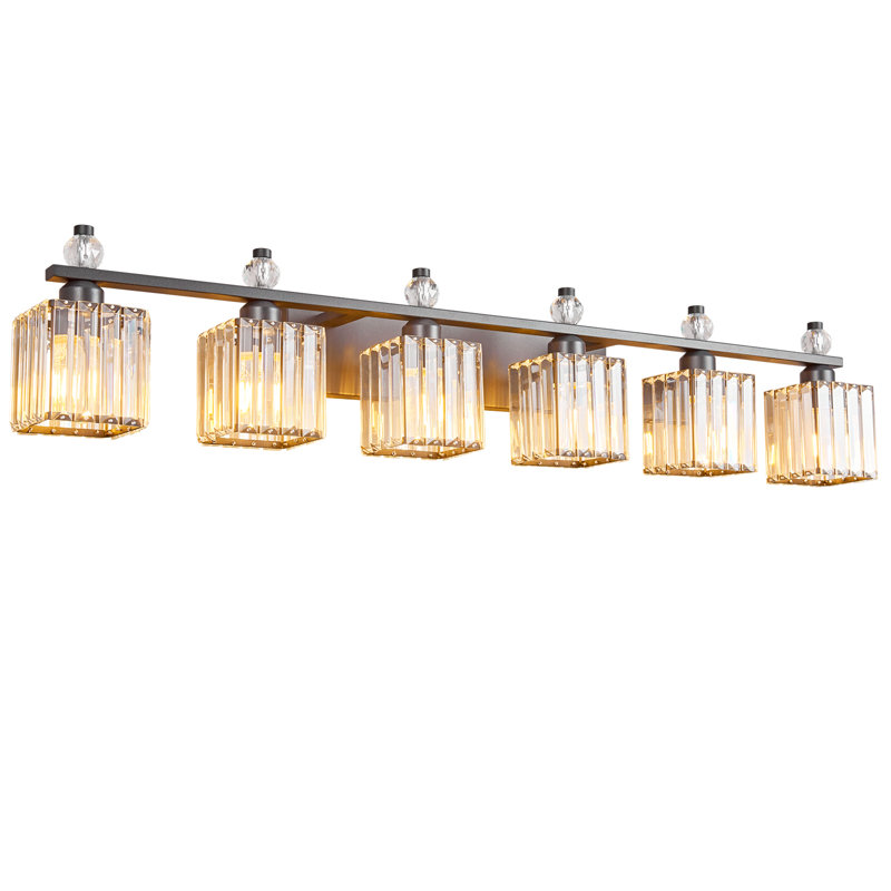Luminaire de salle de bain Kyneisha, Sable, noir, Six lumières