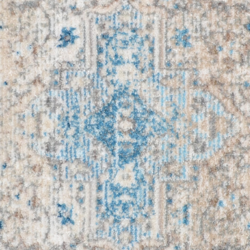Crayton Machine Made Polyester Area Rugs - Gray Blue Color, Oriental Design, Low Pile Machine Made Area Rugs for Living Room, Bed Room