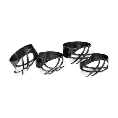 Midnight Pebble Napkin Ring Set