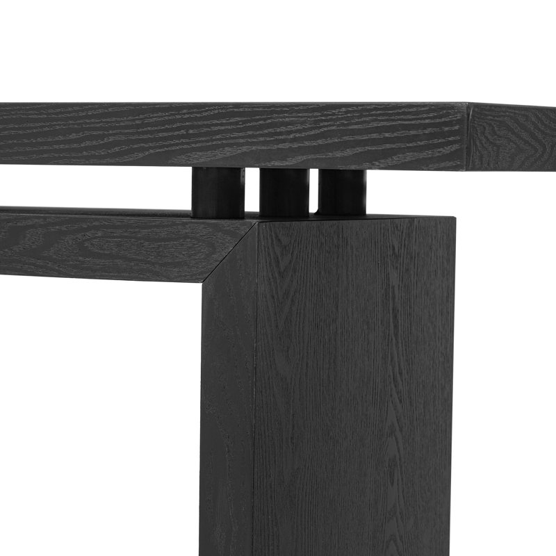 U_STYLE Modern Ash Veneer Console Table - Sleek Black MDF Entryway Table With Unique Tabletop Design, Space-Saving Hallway Or Living Room Accent Piece