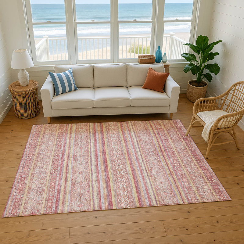 Premium Machine Washable Baford AMF1653 Stripes Rug, Rectangle 9' x 12'