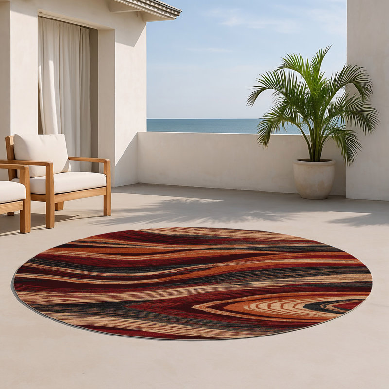 Tapis d'intérieur et d'extérieur brun Nature, Rond 5 pi