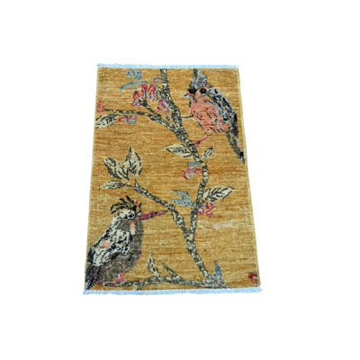Tapis brun en laine noué à la main 1 pi 10 pi x 2 pi 9 po 177B20AA86384D2E8DBFFE33348D6116