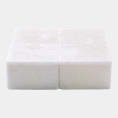 Jigsaw Swivel Box-Alabaster 3"H x 5"W x 6"D Box