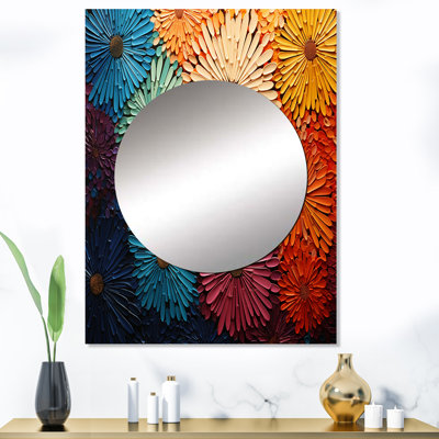 Jadarien Mid Century Sunburst Serenade III - Midcentury Modern Mirror, Mid-Century Modern Unique Wall Mirror, Printed Metal Art