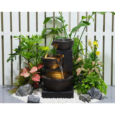 Weather Resistant Floor Table Top Fountain with Lights