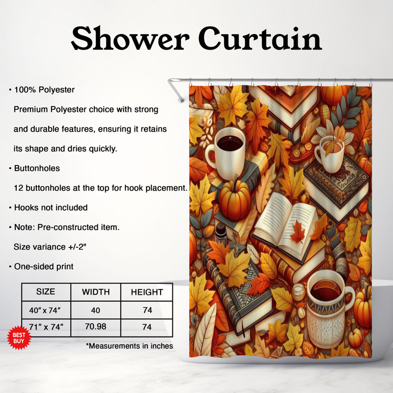 Rideau de douche standard 1 pièce Damboise Autumn Scatters, H 74 po x l 71 po