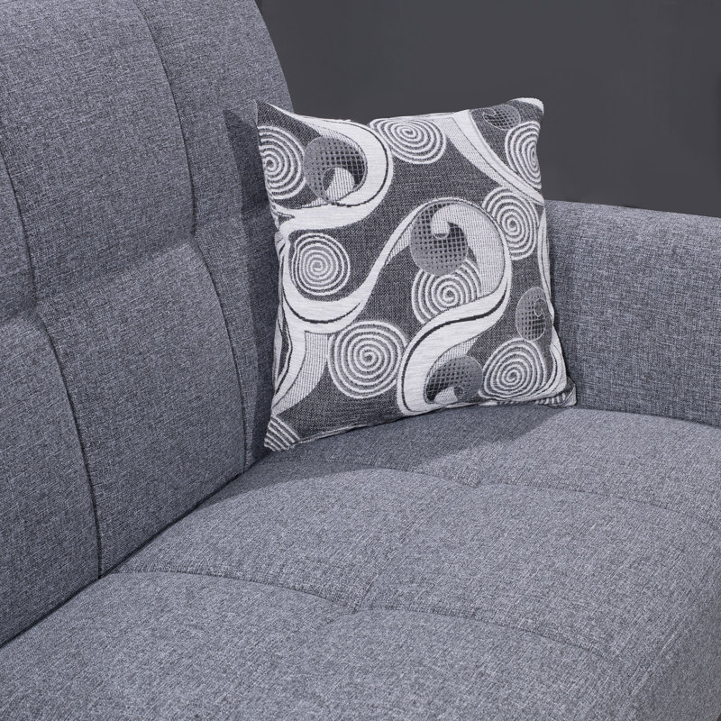 Upholstered 93.5'' Sleeper Sofa, Gray/Black