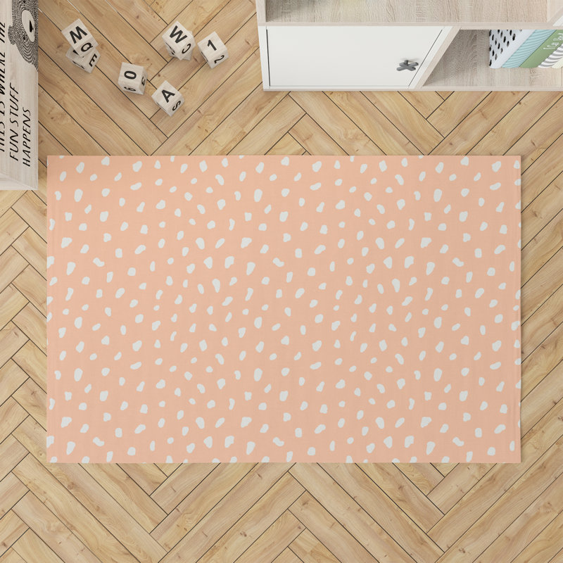 Tapis de jeu Paint Drop, Pêche / orange, Rectangulaire 3 pi x 5 pi